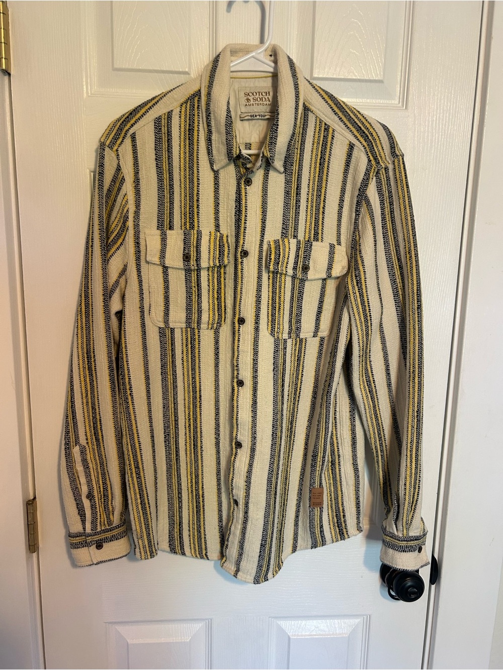 Scotch & Soda Basket Weave Gradient Stripe Long Sleeve Shirt
